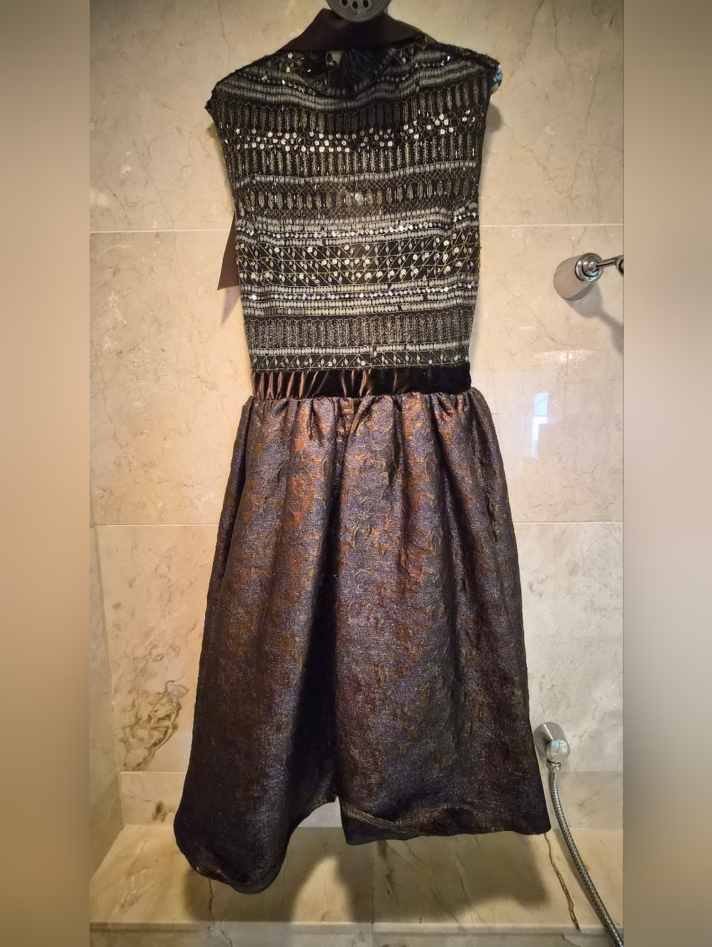 RARE Reem Acra NY Beaded & Metallic Brocade Cocktail Dress